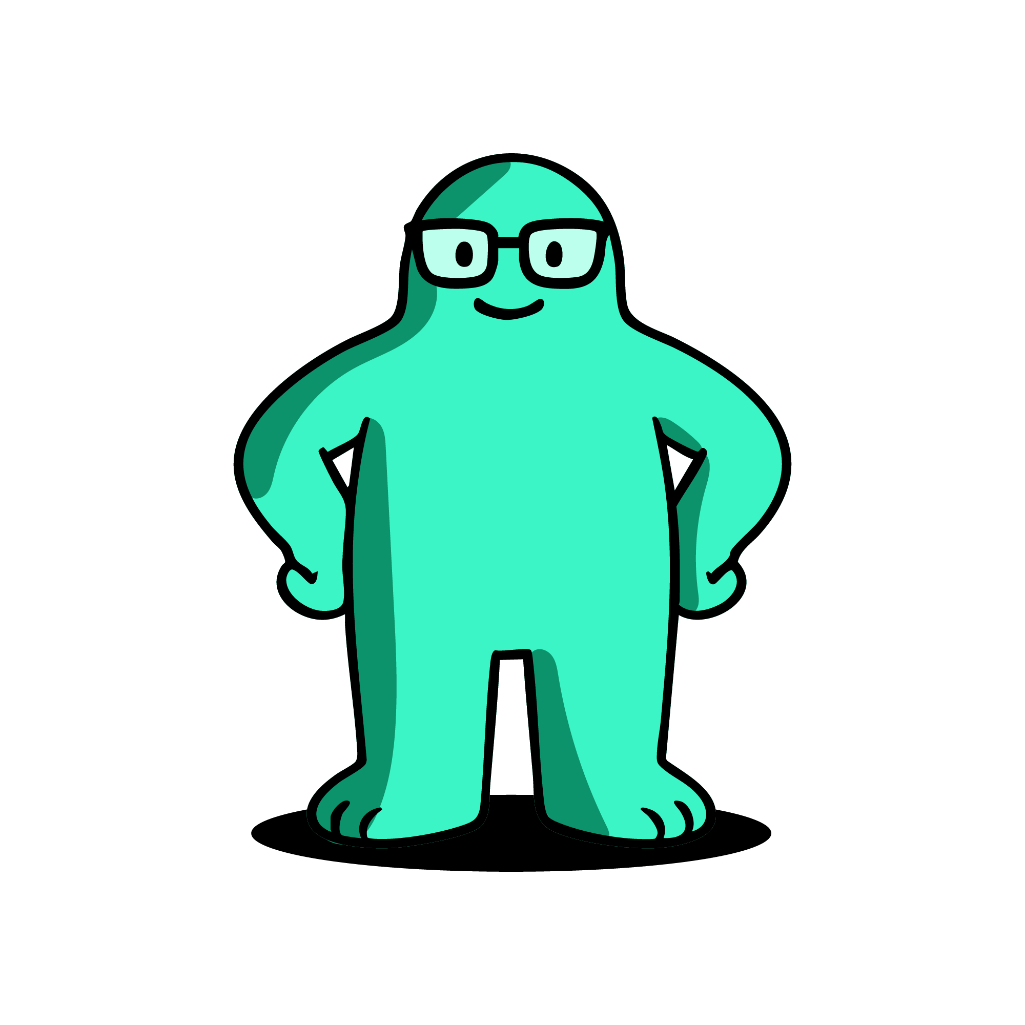 OpX practitioner mascot standing confidently with hands on hips